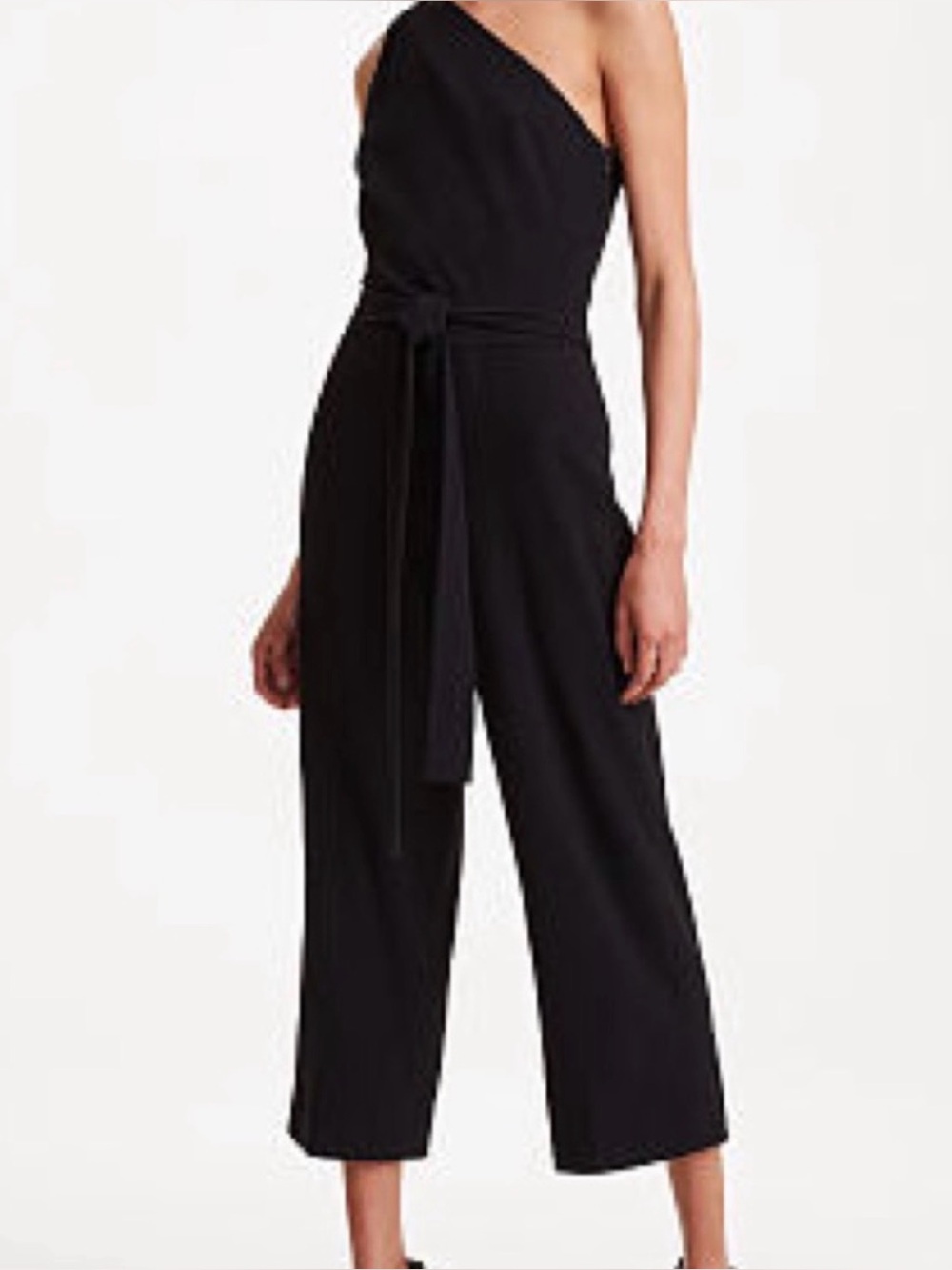 Club Monaco Radura One-Shoulder Black Jumpsuit with Waist Tie Size 0